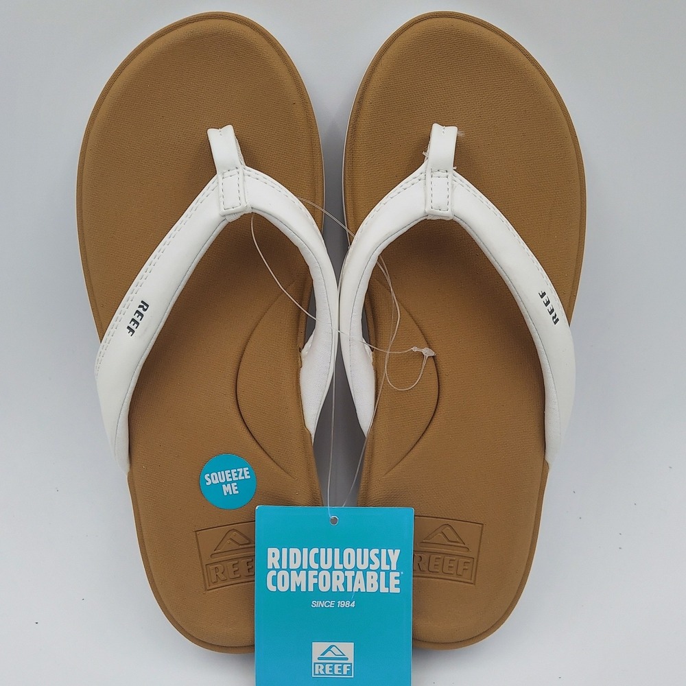Reef Cushion Cloud Sandals Womens 6 White Tan Brand New CJ0234 Flip Flops